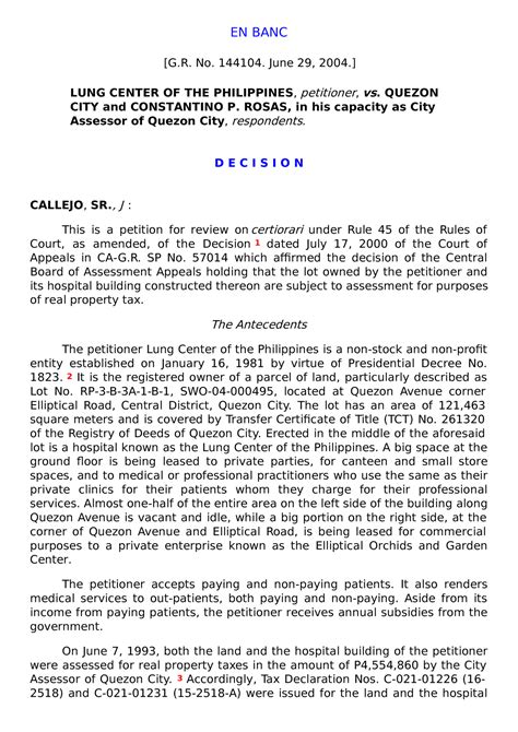 12 Lung Center of the Philippines v. Quezon City .
